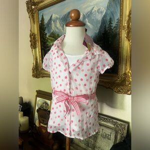 Girls Spicy Pink Polka Dot 2 Piece Top Set NWT 44.00